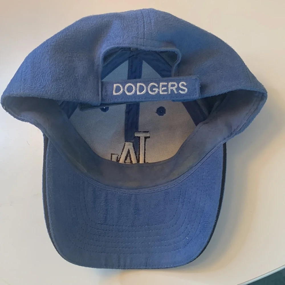 Los Angeles Dodgers light blue sueded baseball cap with Farmer John patch